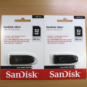 【ネコポス便】2個セット/ SanDisk サンディスク USBメモリ 32GB Ultra / USB3.0対応 / 最大130MB/s 読込み