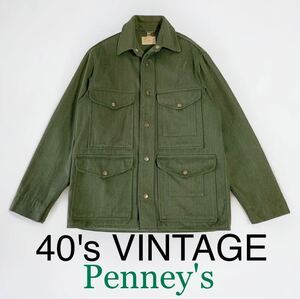 希少 40's VINTAGE Penney's ウールジャケット スポーツジャケット アウトドアジャケット アメリカ購入 ビンテージ 古着 ペニーズ 40年代