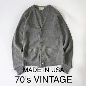 美品 70's VINTAGE USA製 CAMPUS アクリル カーディガン ニット セーター キャンパス 70年代 ビンテージ グランジ カートコバーン 古着