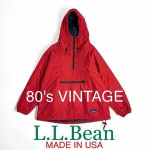 美品 VINTAGE 80's LL Bean USA製 アノラック Thinsulate 中綿 名作 ナイロン ジャケット プルオーバー 80年代 パッカブル llbean LLビーン