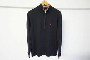 【即決】BURBERRY BLACK LABEL バーバリーブラックレーベル メンズ ハーフジップニット トップス 黒 サイズ:3 【747624】