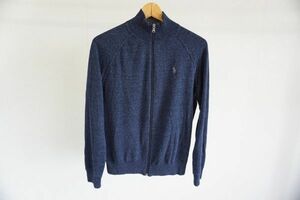 【即決】Polo Ralph Lauren ポロラルフローレン ジップニット コットンニット ロゴ 刺繍 ネイビー系 サイズ:SP 【733636】