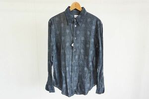 【即決】ARMANI COLLEZIONI アルマーニコレッツィオーニ メンズ 長袖シャツ 麻混 ダークグレー系 サイズ:S 【690049】