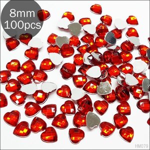  limitation 5 acrylic fiber Stone (79) Heart red 8mm 100 piece hand made biju- red deco parts handicrafts supplies 