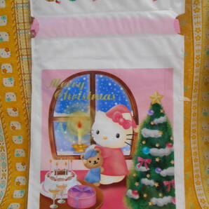 ♪キティ新品サンリオハローキティプレゼント用紙製ランチバック５枚入り２袋1994＆ビニール製リボン付きメリークリスマスギフト巾着袋2003の画像5
