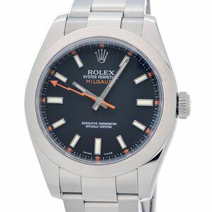 [3 year guarantee ] Rolex men's Milgauss 116400 V number guarantee attaching Inazuma needle enduring . clock black orange self-winding watch wristwatch used free shipping 