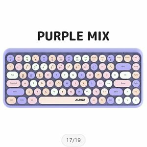 キーボード Bluetooth ワイヤレスキーボード タイプライター ピンク パープル