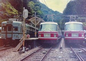 鉄道写真 南海 特急 こうや 30000系 & 22000系 @極楽橋駅 L判（89mm×127mm）