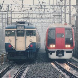 鉄道写真 ～ 特急 成田エクスプレス & 113系 電車 横須賀色 （89mm×89mm）