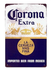 コロナビール CORONA ロゴ レトロ調 縦型 ミニサイズ アメリカンブリキ看板 メタルプレート