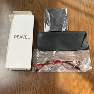 510a1417☆ [REAVEE] 老眼鏡 ハーフフレーム 半月型 メタル 薄型 軽量 男女兼用 おしゃれ ケース付き 