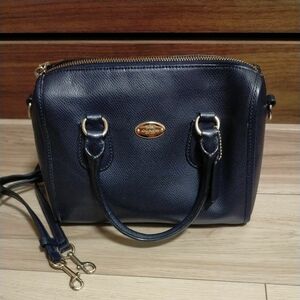 コーチ　COACH 2way ショルダーバック　サッチェル　ネイビー　