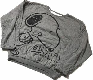 # SNOOPY Snoopy # большой Snoopy принт подкладка Snoopy Cara общий рисунок с хлопком входить тренировочный футболка серый M
