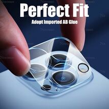 iPhone15ProMax対応 ブルーライトカット全面保護強化ガラスフィルム&背面カメラレンズ用透明強化ガラスフィルムセット_画像5