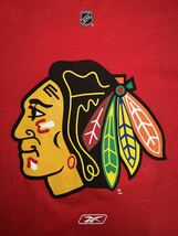 中古　NHL シカゴブラックホークス　ホッケーチーム　ロングスリーブコットンTシャツ　Reebok製　LARGE RED_画像2