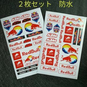 ２枚セット　防水　MotoGP RACING REDBULL TEAM レッドブル アクセサリー ステッカー シール デカール 