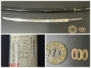 脇差　備州長舩忠光　58.5cm 拵え付　鍔　透彫　目貫 切迫　日本刀　真剣　刀装具　S291 SP OD.b