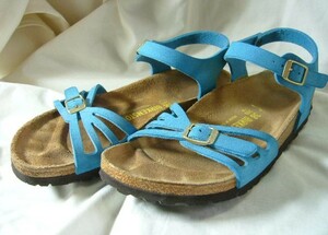 ☆★BIRKENSTOCK ビルケンシュトック*ストラップ*ブルー*サンダル*37 24★☆