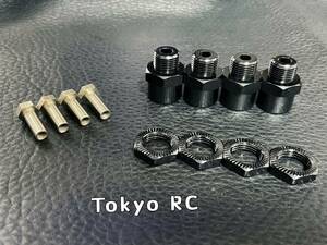 No.064 ☆片側+15mm 黒色☆ 12mm→17mm 変換ハブ 15mmワイドハブ (AXIAL RC4WD hpi CC01TA01TA02 TL01B DF02 DF03 CR01 等汎用) @A