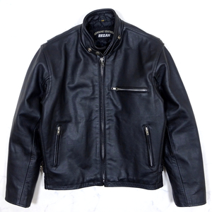 EEZAN LEATHER RIDERS JACKET スタンドカラー レザーシングルライダースジャケット 36