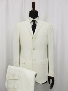 【ジーゼニア Z Zegna】 リネン×コットン混 シングル3ボタン スーツ (メンズ) size46C ホワイト 織柄 ●28RMS6766●