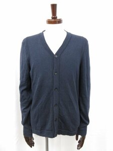 超美品 【ヒューゴボス HUGO BOSS】 SLIM FIT ハイゲージ 長袖 ニットカーディガン (メンズ) sizeS ネイビー ●QQQ29MN4618●