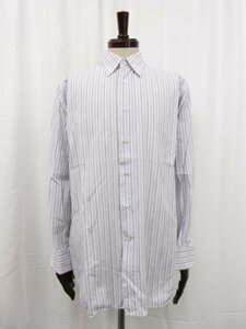 【エルメネジルドゼニア】 SU MISURA ROSSINI regular fit マルチストライプ柄 長袖シャツ (メンズ) size48相当 白×青×赤 ●29MK1796●