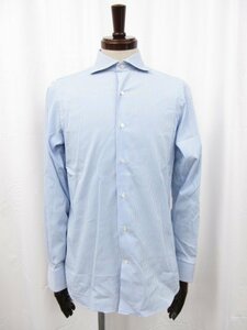 【ビームスF BEAMS F】 SLIM FIT ストライプ柄 ワイドカラー 長袖シャツ (メンズ) size39 ホワイト×ブルー ●29MK1711●