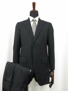 HH 【麻布テーラー azabu tailor】 ロロピアーナ生地 2ボタン 濃紺 スーツ (メンズ) size44A/79 ネイビー ストライプ ●27RMS6901