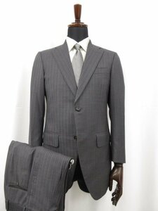 HH【麻布テーラー azabu tailor】 ロロピアーナ生地 2ボタン スーツ (メンズ) size44A/79 グレー系 ストライプ ●27RMS6902