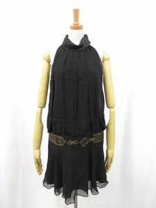 [ Grace Continental GRACE CONTINENTAL] beads equipment ornament silk chiffon One-piece 07113331-6 ( lady's )size36 black *5LO3202*