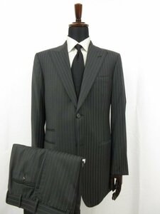 HH 【エルメス HERMES】 ウール シングル2ボタン スーツ (メンズ) size50/8R チャコールグレー ストライプ イタリア製 A9210 ●27HR2981