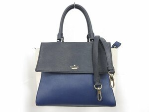 【ケイトスペード kate spade new york】 カラーブロック レザー トートバッグ 2WAYショルダー (レディース) ネイビー系 ●5LG2696●