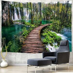 ■ 美麗 癒し 滝 タペストリー 2種選択 景観 200×150㎝ ■ 美麗 プリント 自然 熱帯の木 装飾 リビングルーム F370