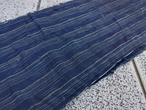 229 古布 藍染 木綿 縞 格子 ぼろ ボロ 5幅 ふとん皮 natural Indigo dye 着物リメイク 襤褸 刺し子 パッチワーク シーツ 布団カバー 等に_画像9