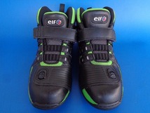 13033■elf エルフ ライディング シューズ バイク 黒 緑 25.5 F2110 レーシング_画像3