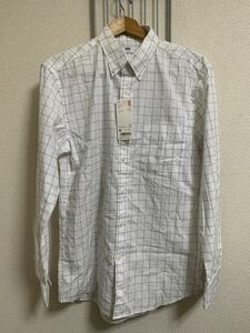 新品（タグ付き）［UNIQLO］ユニクロ　EFCブロードチェックシャツ　長袖　白　M Y1644