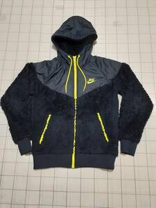 NIKE ナイキ ボア ジップパーカー size M ブラック イエロー 状態良い 370340－420