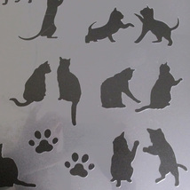 ☆17匹の猫シルエット2番　NO642 ステンシルシート　型紙図案_画像5