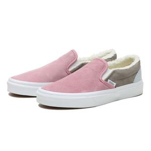 ヴァンズ 24cm クラシック スリッポン パープル グレー VANS CLASSIC SLIP ON スエード スニーカー ボア シェルパ 天然皮革 バンズ