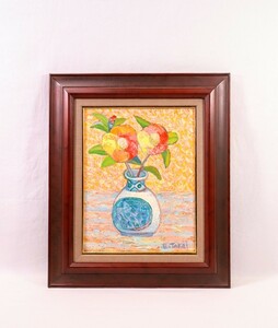 Art hand Auction Echtes Werk von Eiku Takei, 1990, Ölgemälde „Zwei Blumen, Größe 41 x 32 cm, F6, Keramikkünstler, Maler in hellen Pastellfarben, Matiere helle und süße Kamelienblume 8016, Malerei, Ölgemälde, Stilllebenmalerei