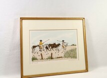 真作 ヴィンセント・アドルセイ リトグラフ「放牧 牛追い」画寸 43cm×27cm 英国人作家 素朴派に属し馬をその中心の主題に手掛ける 8052_画像8