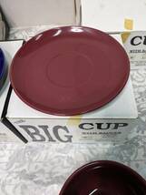 【未使用】大阪引取歓迎　BIG CUP　ビッグカップ　22oz　約620cc　ブルー　レッド　4客　アメリカンサイズ　カフェオレに【KTIP071】_画像6