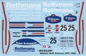 【MZ-DECALS】ミニッツ対応 962C RothmansJSPC88デカール