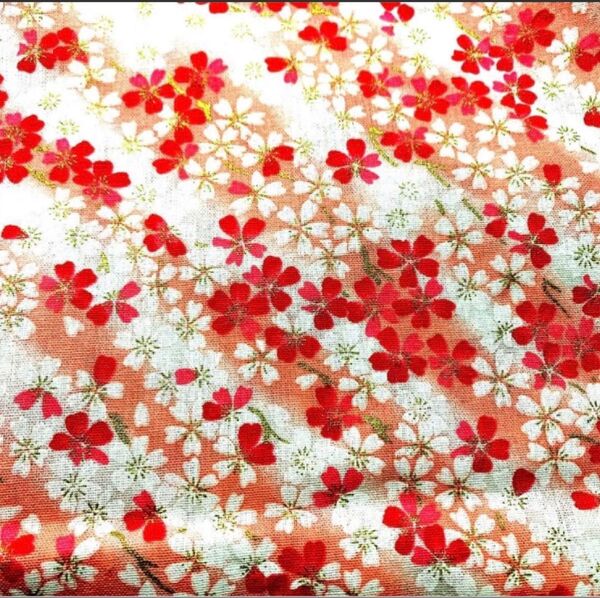 生地 ハギレ 布 和柄 桜柄 さくら 金糸プリント ピンク