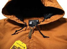 Carhartt (カーハート) US フードジャケット (J130) LOOSE FIT WASHED DUCK INSULATED ACTIVE JAC Brown ブラウン (L)_画像6