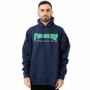 Thrasher (スラッシャー) US パーカー プルオーバー Outlined Pullover Hoodie Navy スケボー SK8 SKATE スケートボード