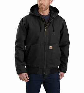 Carhartt (カーハート) US フードジャケット (J130) LOOSE FIT WASHED DUCK INSULATED ACTIVE JAC Black ブラック (XL)