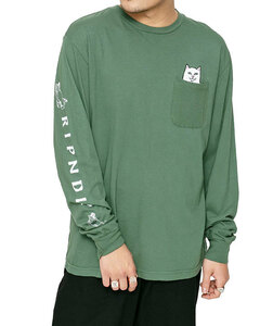 RIPNDIP (リップンディップ) ロンT ロングTシャツ 長袖 Lord Nermal Long Sleeve Pocket T-Shirt Light Pine ライトパイン (L)