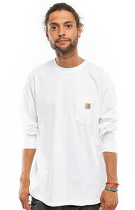 CARHARTT (カーハート) US ロンT ロングTシャツ 長袖 (K126) Workwear Long-Sleeve Pocket T-Shirt White ホワイト (L) ポケット付 無地